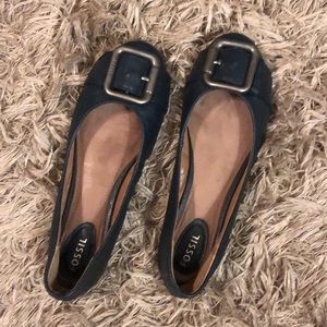 Fossil Leather Blue Shoes Flats